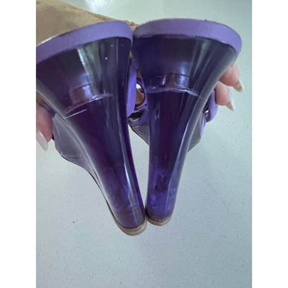 STAUD Purple Leanne Women's Transparent Wedge Sandals Size 39 - Picture 8 of 8